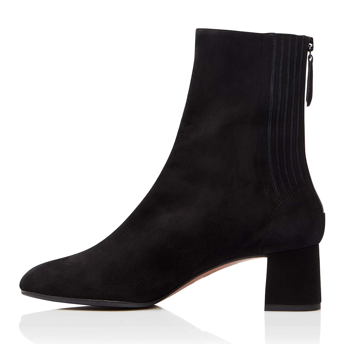 FSJ Women Classic Round Toe Low Chunky Block Heel Ankle Boots Trendy Back Zipper Winter Booties Suede Party Dress Shoes Size 4-15 US - Image 3