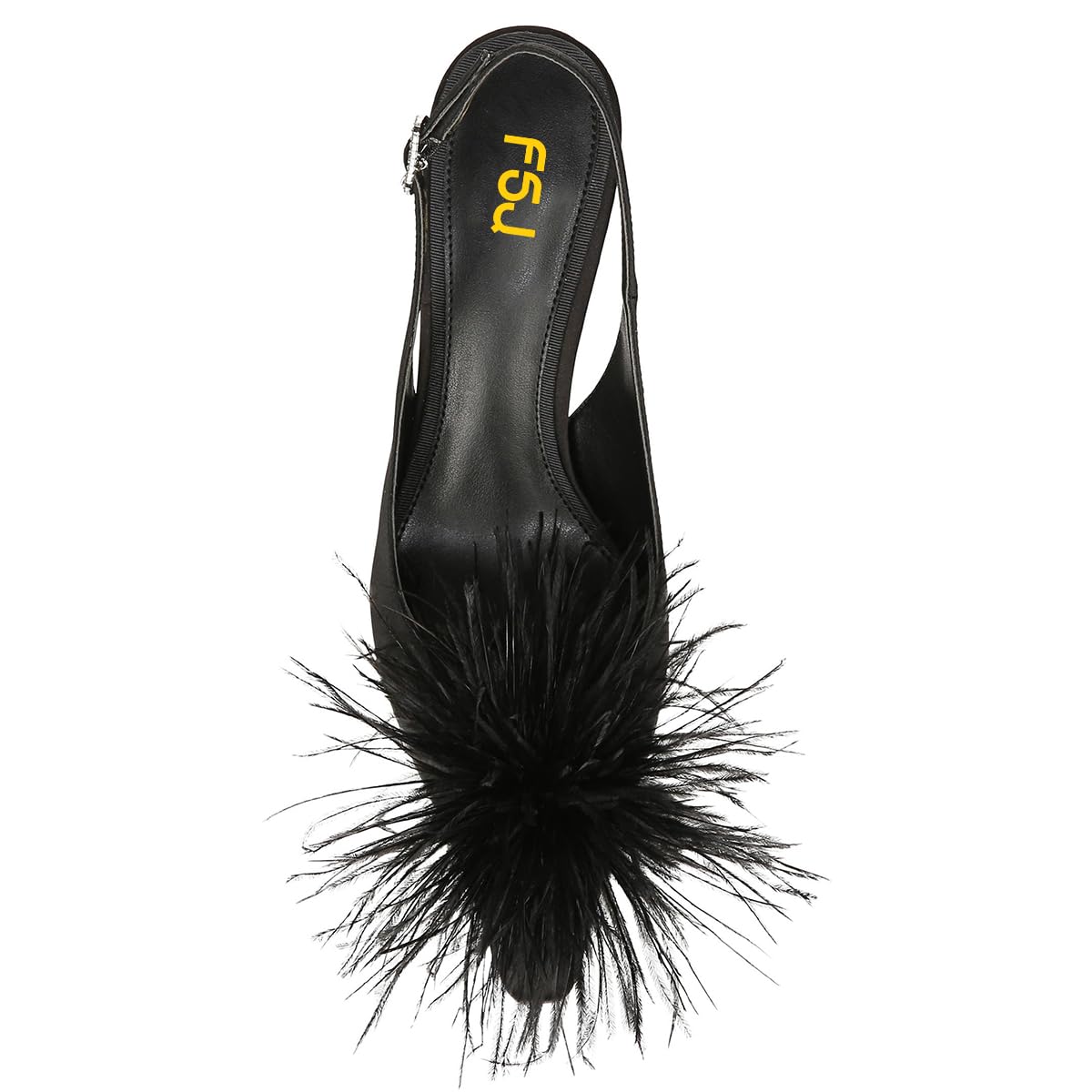 FSJ Women Fashion Fur Fur Closed Square Toe Slingback Pumps Crystal Block Low Heel Fuzzy Party Prom Dress Shoes Size 4-16 US - Image 6