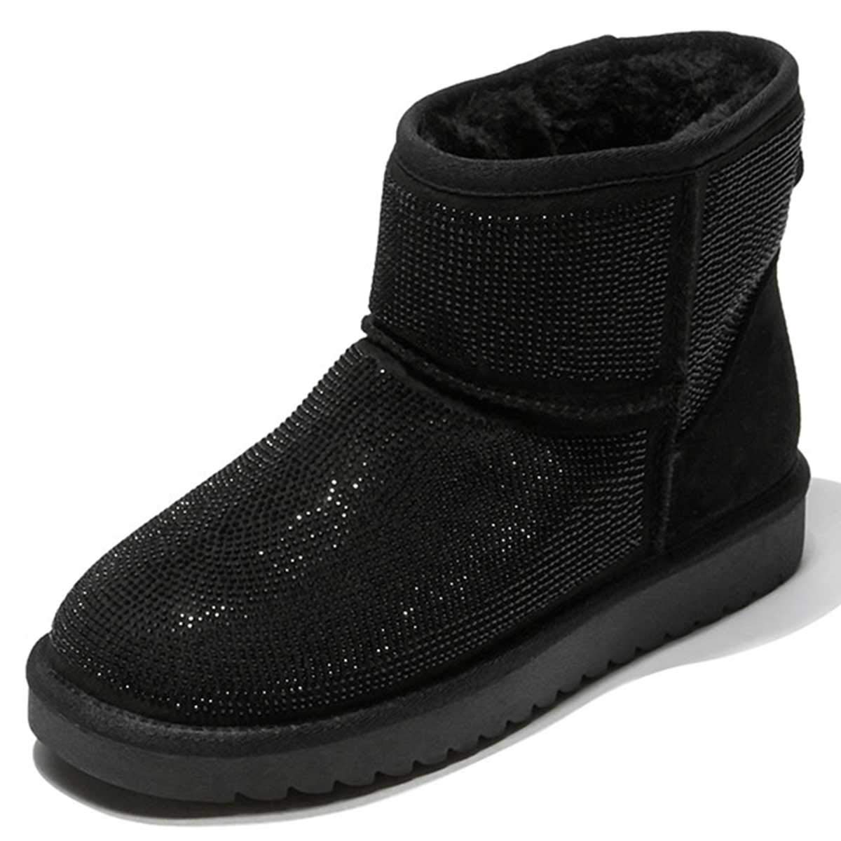 FSJ Women's Chic Slip On Snow Boots Round Toe Fur Lined Warm Flats Short Booties Comfy Winter Shoes Size 4-15 US - Image 4