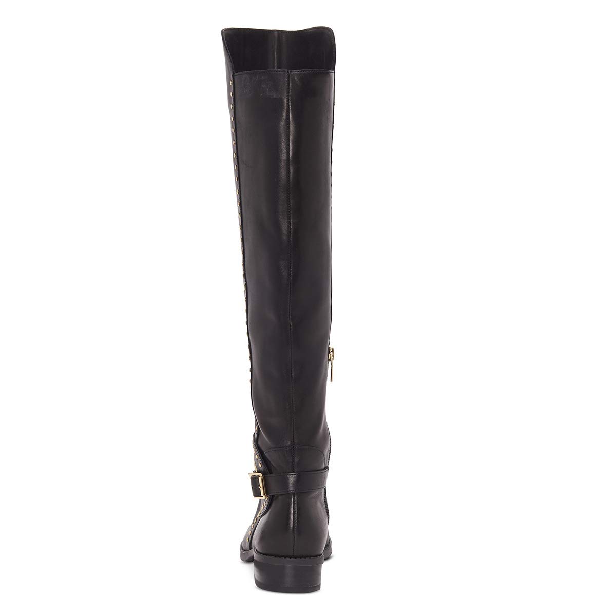 FSJ Women Studs Low Stacked Heel Riding Wide Calf Knee High Boots Round Toe Pull On Flats Long Boots Western Zipper Dress Shoes Size 4-15 US - Image 3