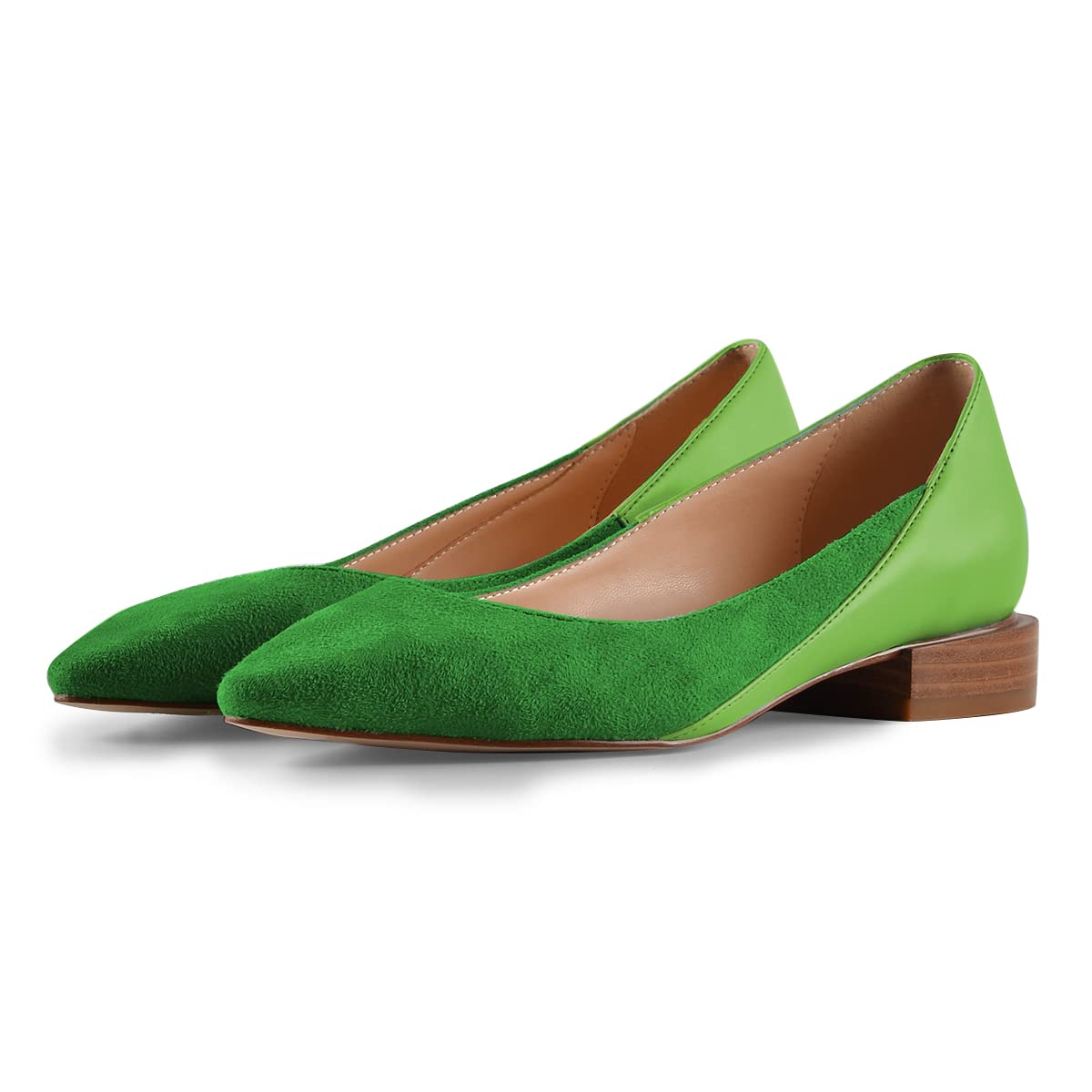 FSJ Women Suede Pointed Toe Low Heel Flat Pumps Slip On Comfortable Party Dress Walking Casual Office Shoes Size 4-15 US - Image 4