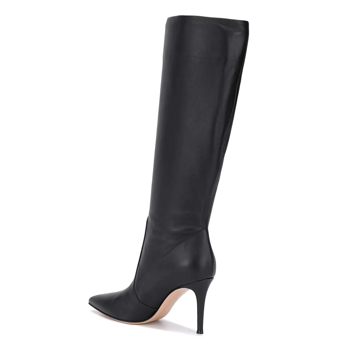 FSJ Women Trendy Calf Knee Boots Pointed Closed Toe High Heels Pull On Leather Long Boots Ladies Dress Party Shoes Size 4-15 US - Image 3