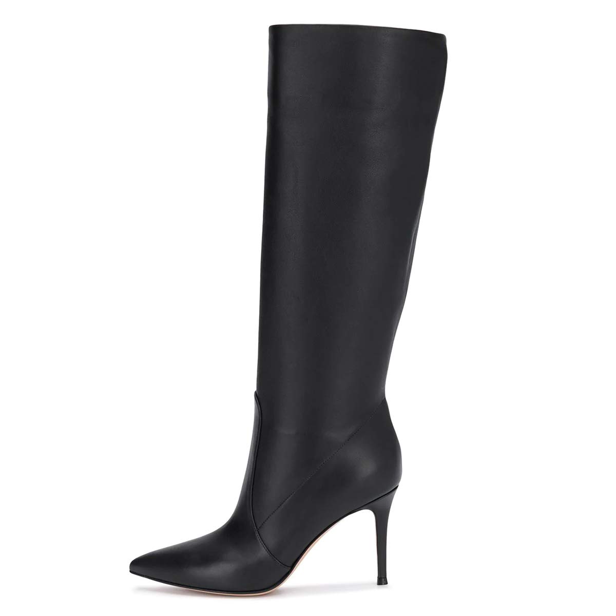 FSJ Women Trendy Calf Knee Boots Pointed Closed Toe High Heels Pull On Leather Long Boots Ladies Dress Party Shoes Size 4-15 US - Image 4